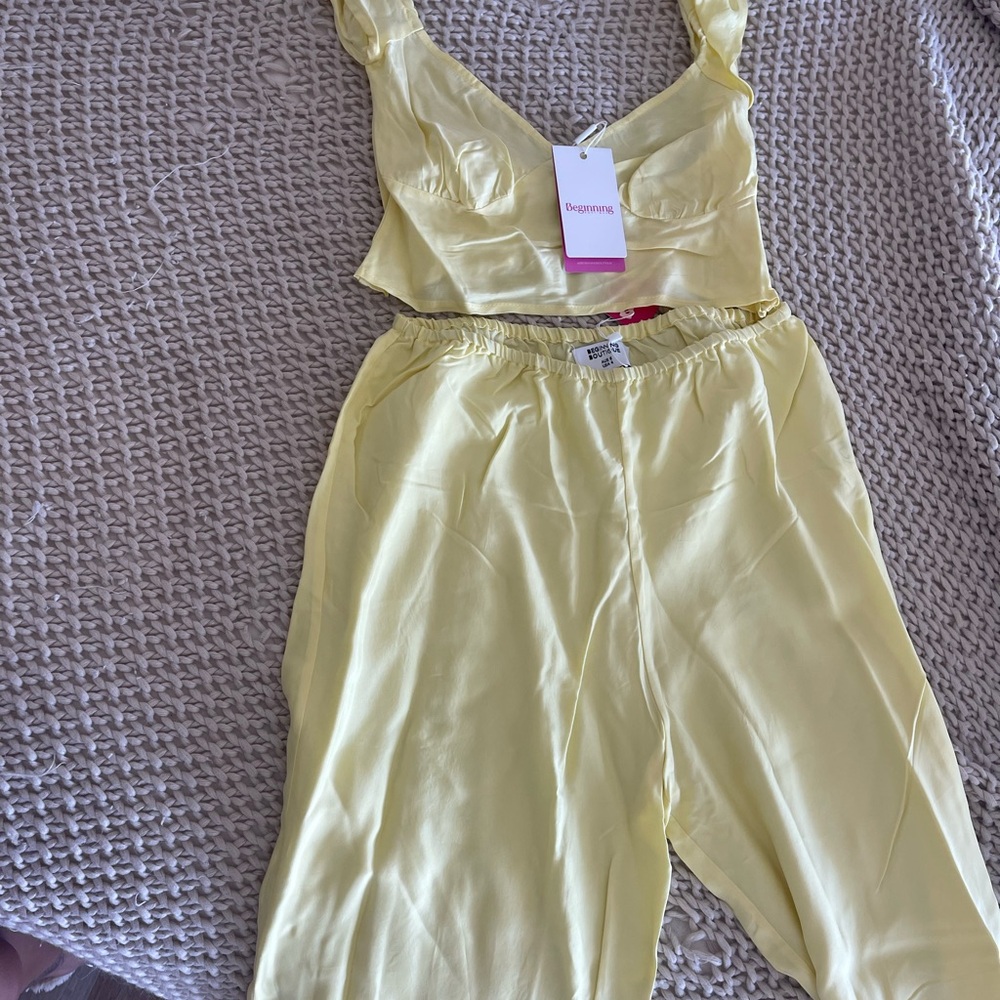 Beginning Boutique Yellow Two Piece Set